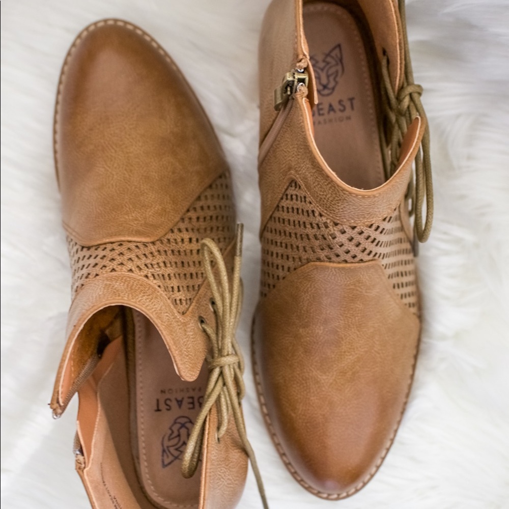 Camel Ankle Booties with Open Slit - Picture 8 of 11